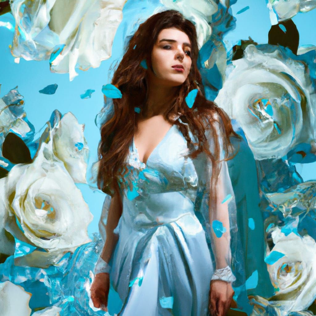 Beautiful Singer in Roses: Hyperrealistic Splash Art