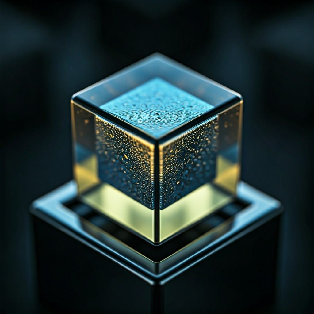 Gleaming Metallic Cube in Symmetrical Hierarchy