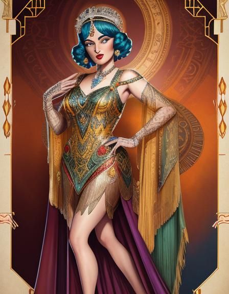 Art Deco Burlesque Woman in 1920s Style