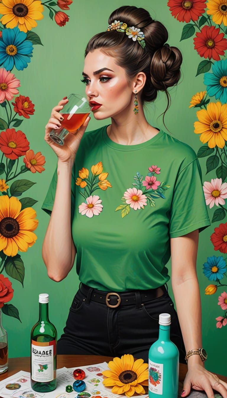 Dada Anti-Art: Alcoholic Woman in Pastel Colors