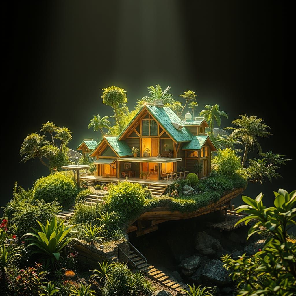 Ethereal Eco-Settlement in Solarpunk Style