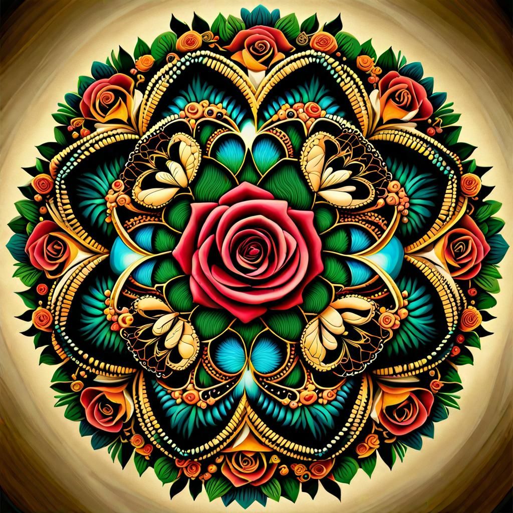 Butterfly Rose Mandalas: Intricate Geometric Art