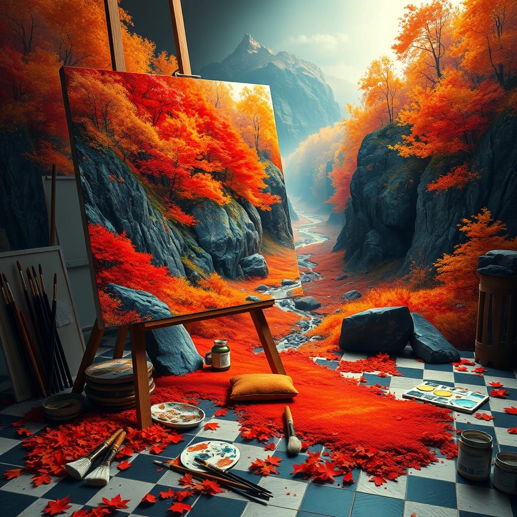 Surreal Autumn Forest Escapes Canvas as Oil Painting