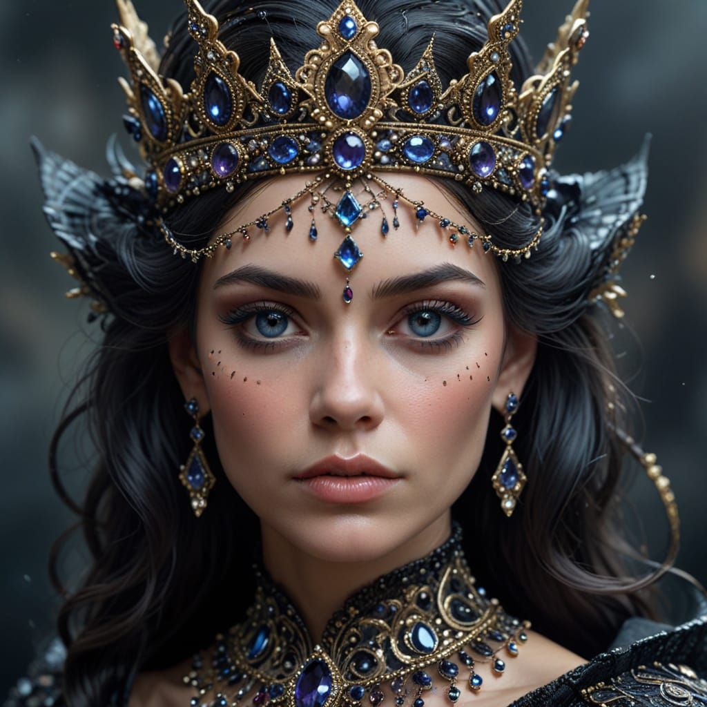 Dark Fantasy Queen with Intricate Crown
