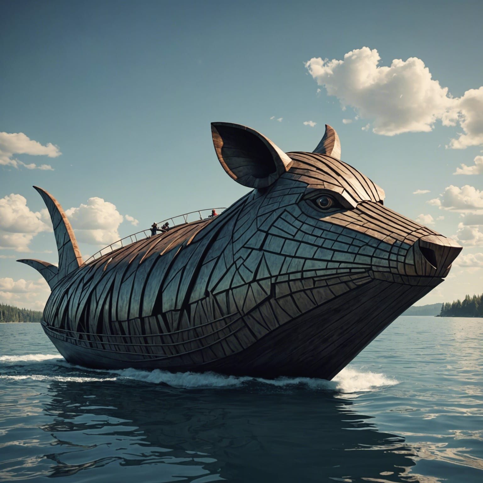 Sinister Animal Boat Fantasy Illustration