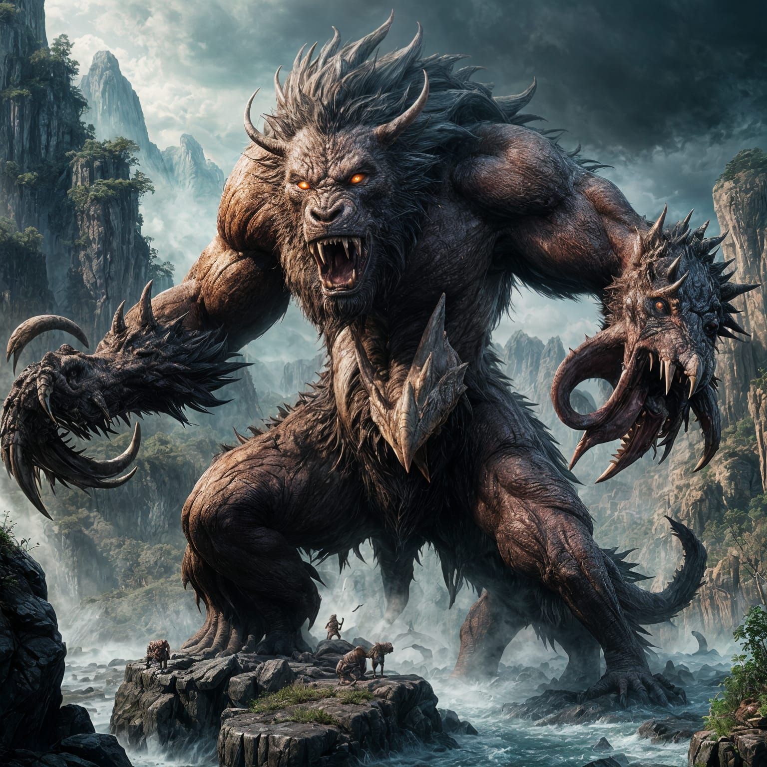 Fantastical Primal Beast Unleashed in a Vivid Fantasy World