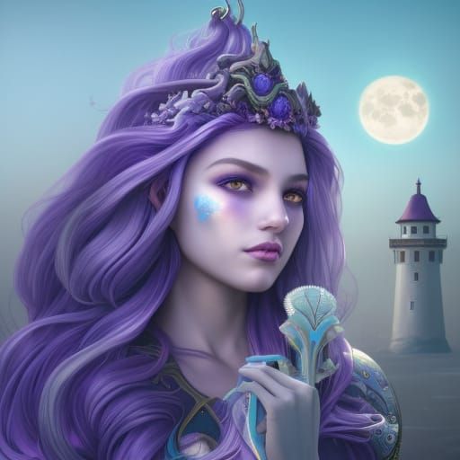 Moon Elf Queen Portrait in Island City