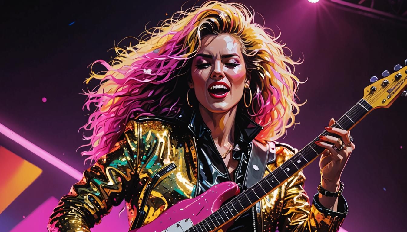 80s Rock Star in Neon Art Style