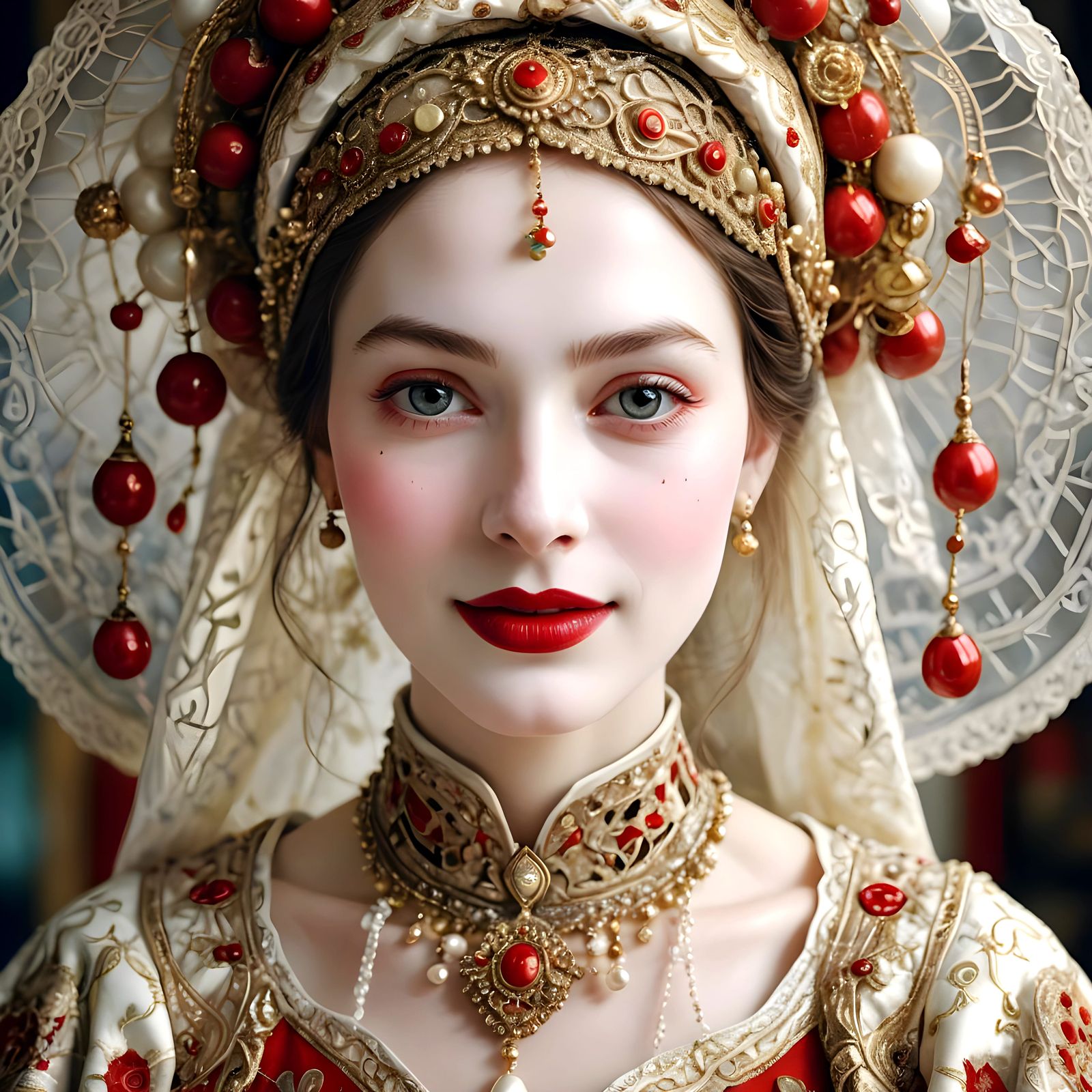 Portrait of a Beautiful Woman in Traditional Dress
