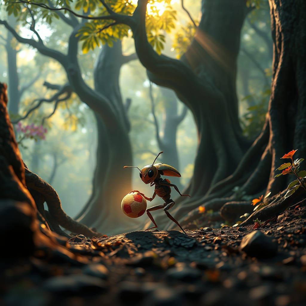 Ant Plays Football in Enchanted Forest