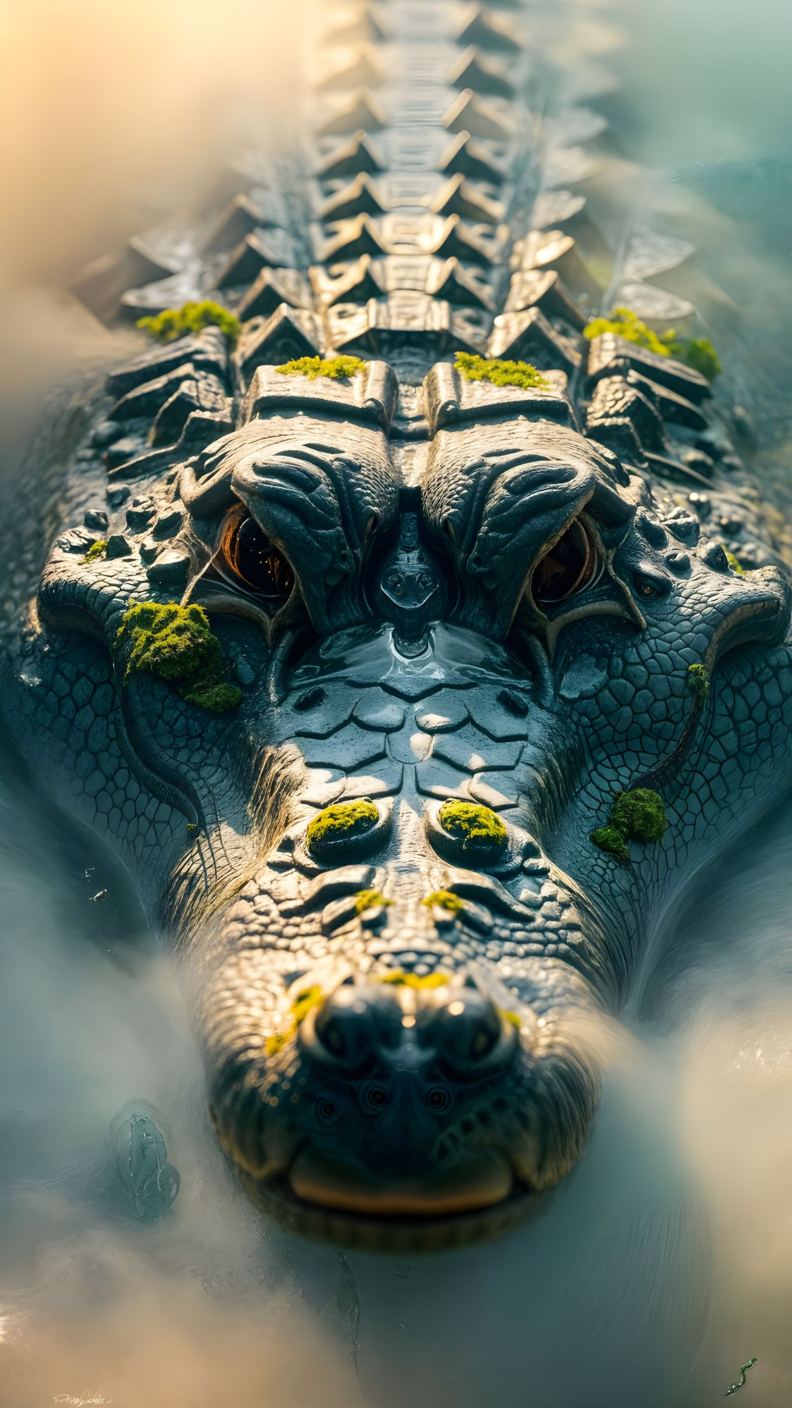 Enchanting Waterfall Flowing from Crocodile Eyes