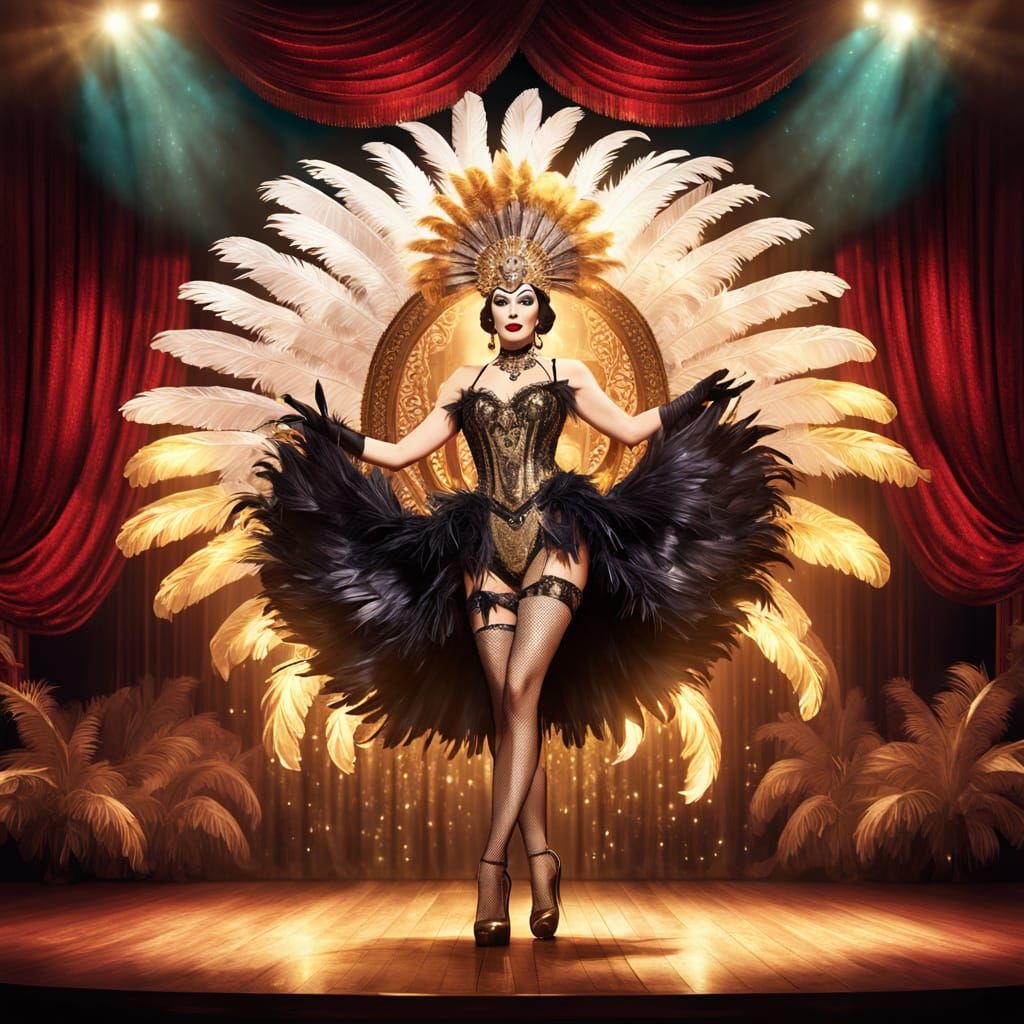 Glamorous Cabaret Dancer in Vintage Poster Style