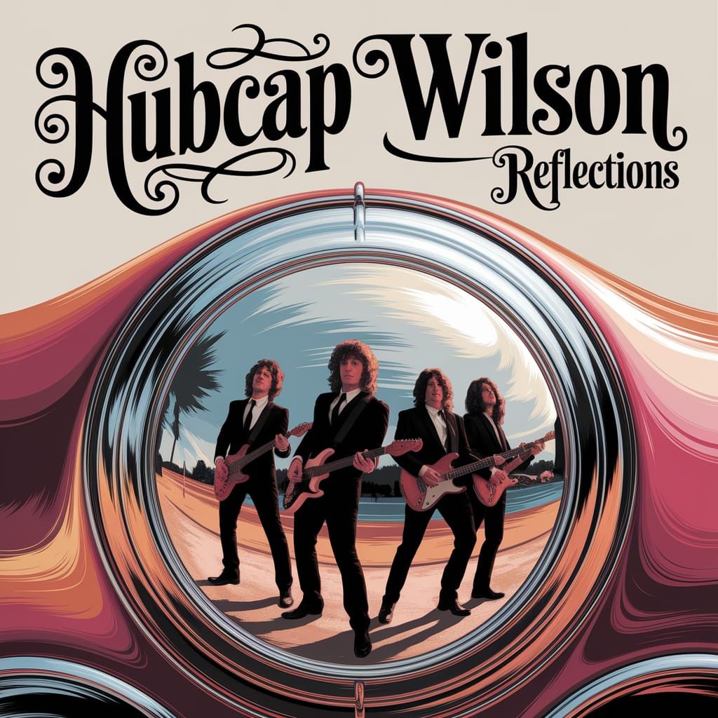 Hubcap Wilson Band Reflected in Chrome: Digital Art