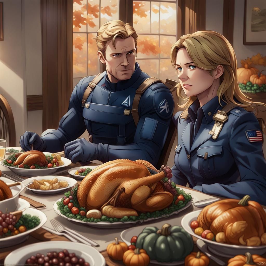 Anime Style Thanksgiving Date Night for Steve Rogers