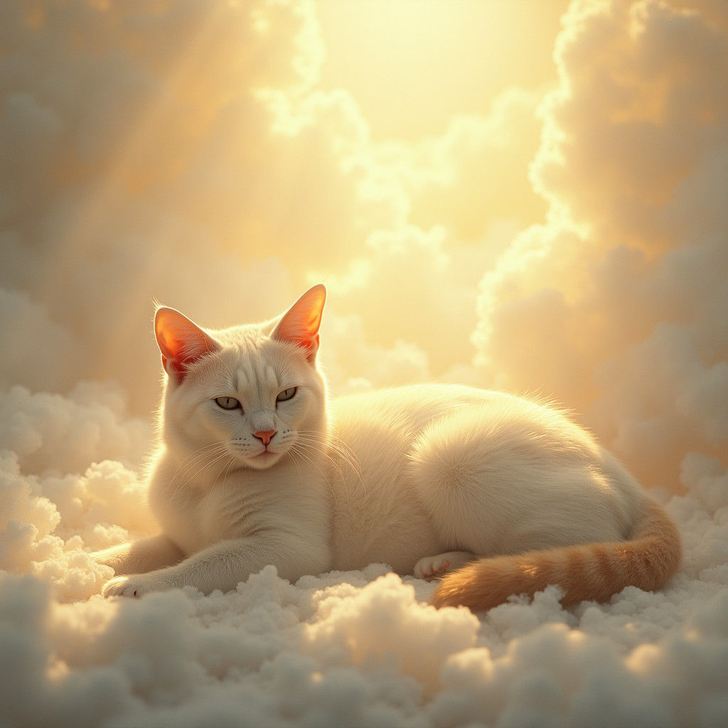 Ethereal Cat in Divine Light: Soft Focus Style