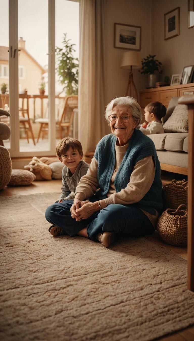 Grandmother's Joy: A Heartwarming Moment with Grandchildren