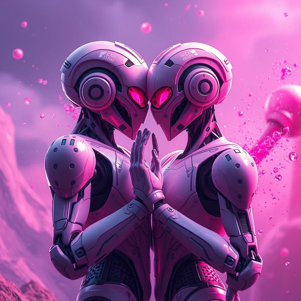 Fantastical Love Robots in Vibrant Colors