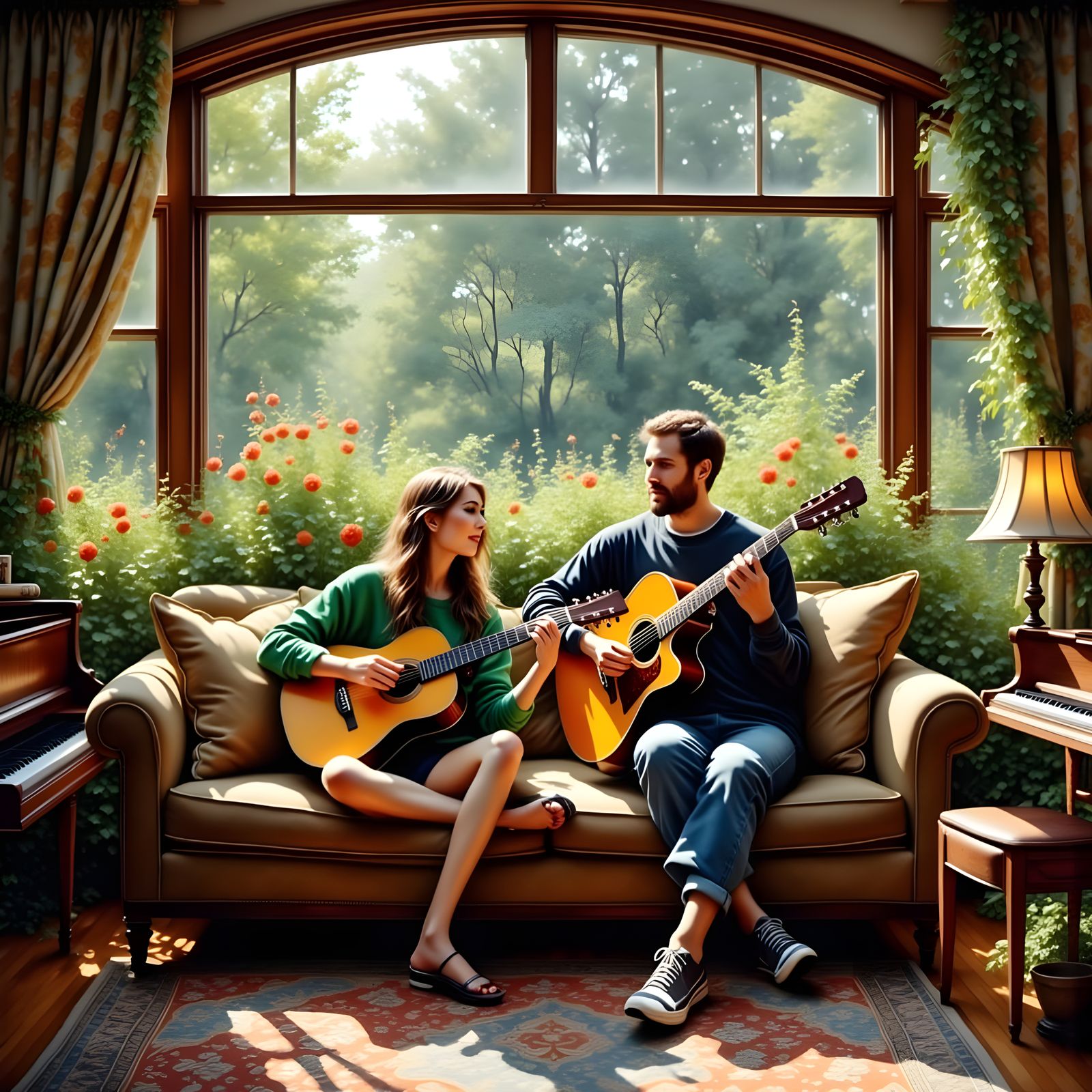 A Couple's Intimate Music Session in a Vibrant Watercolor St...