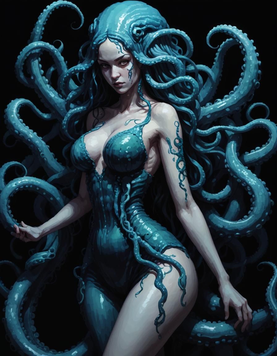 Pixel Art: Tentacled Woman in Retro Style