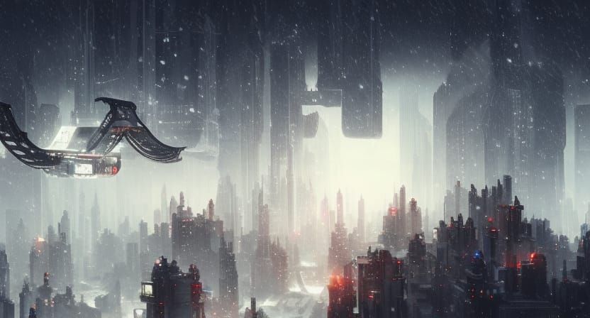 Santa's Cyberpunk Christmas Flight Over Neo City