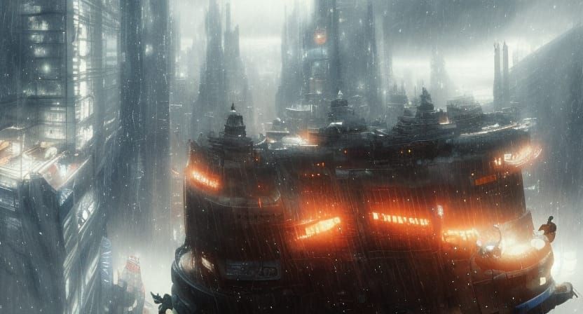 Santa's Cyberpunk Christmas Flight, Digital Art