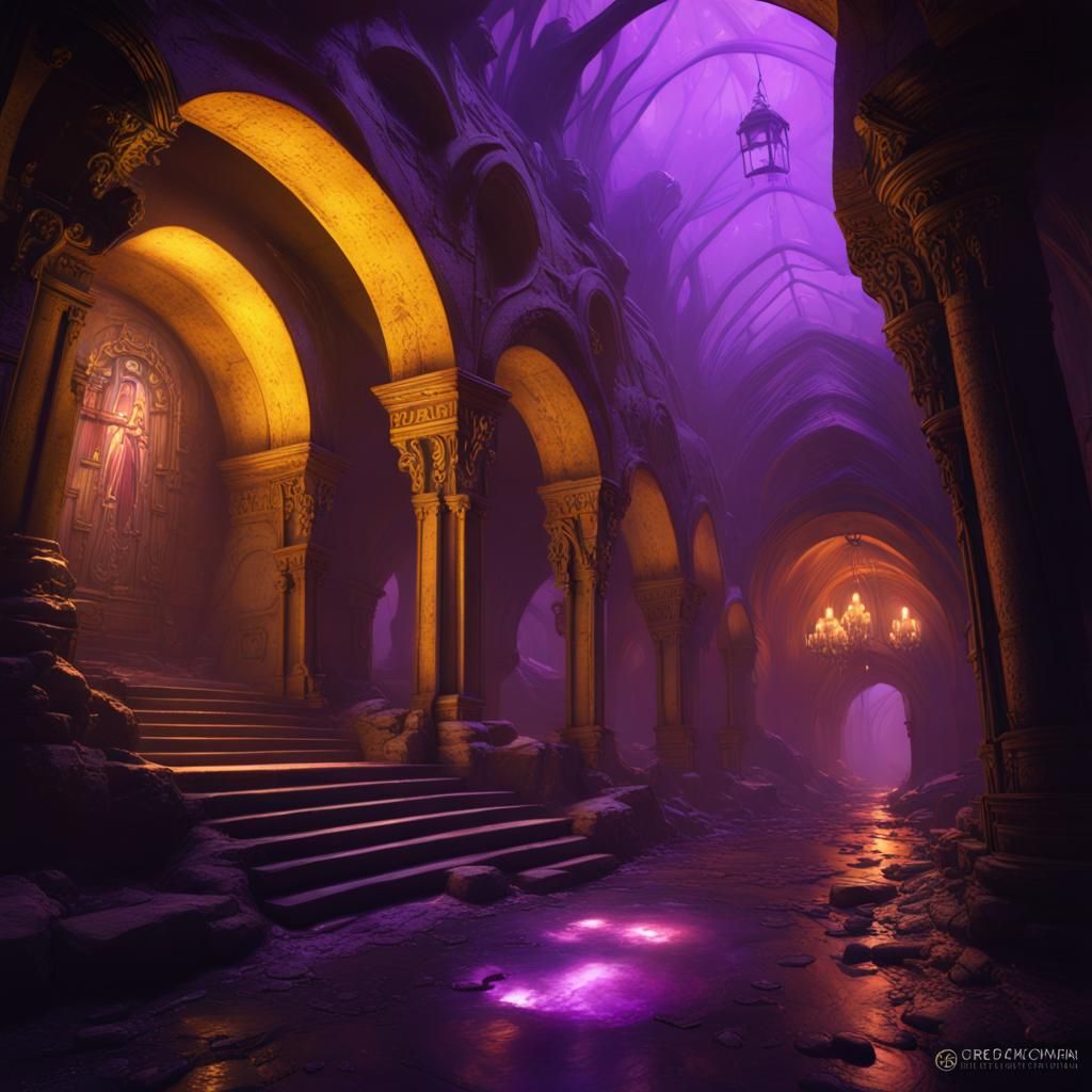 Dark Fantasy Underground Places: Hyperdetailed Concept Art