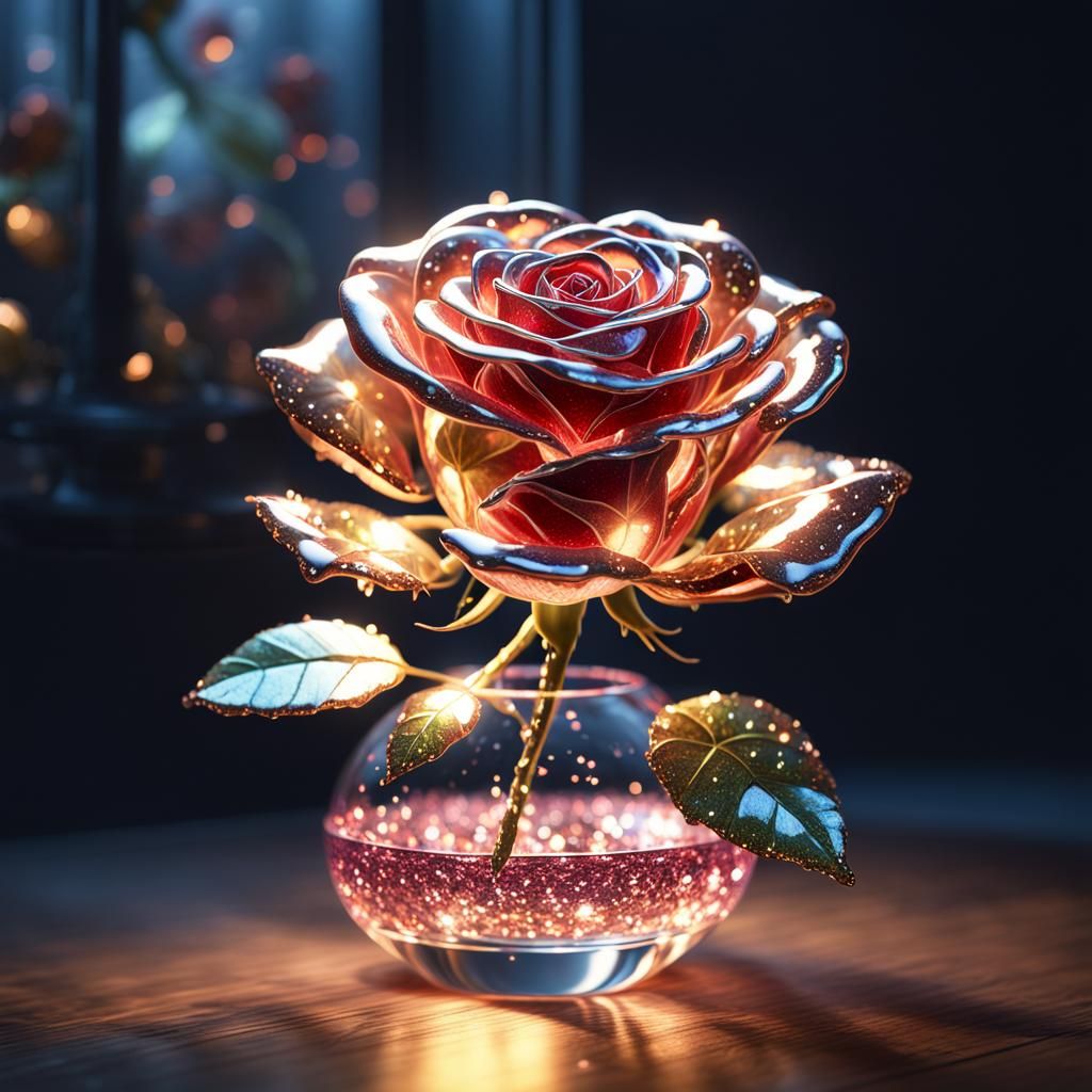 Carnival Glass Rose in Chiaroscuro Lighting
