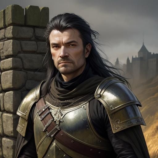 Medieval Warrior with Crossbow, Gothic Oil Painting