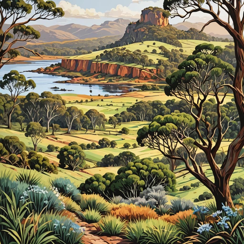 Australian Landscape: Oil Paint by Numbers Canvas