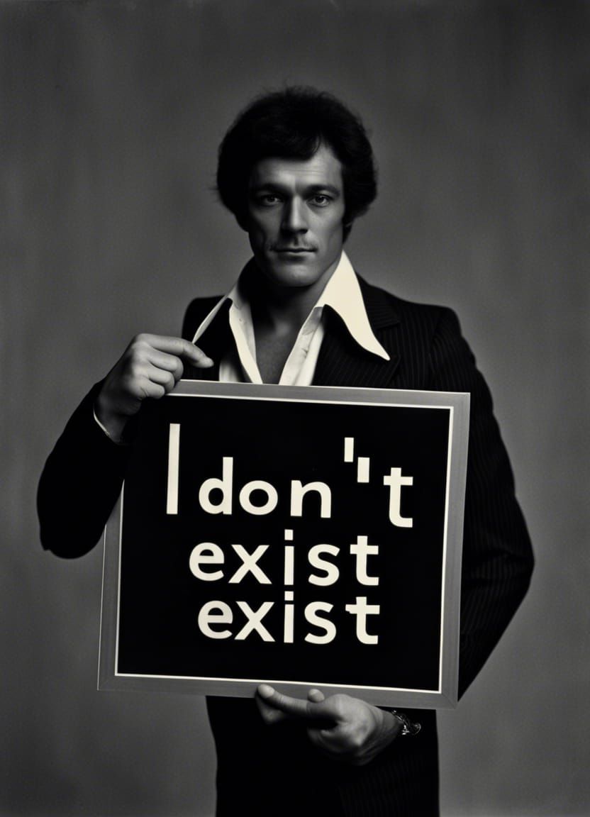 1970s Portrait: Man Holds Existential Sign