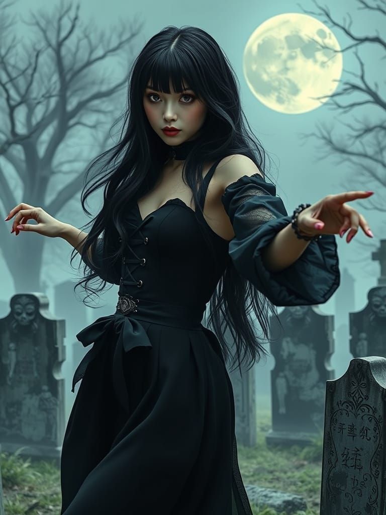 Ethereal Wednesday Addams Cosplay in a Dark Romantic Misty G...