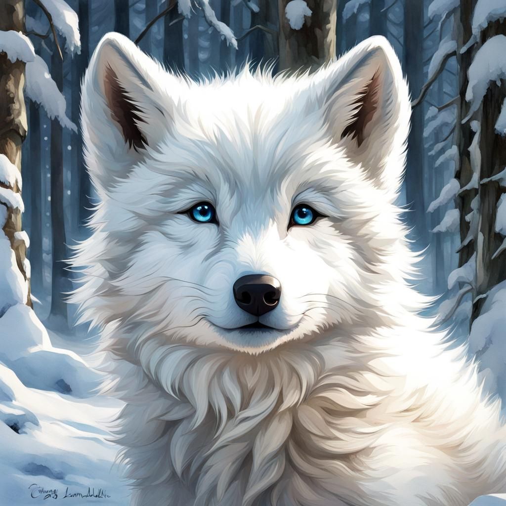 White wolf pup