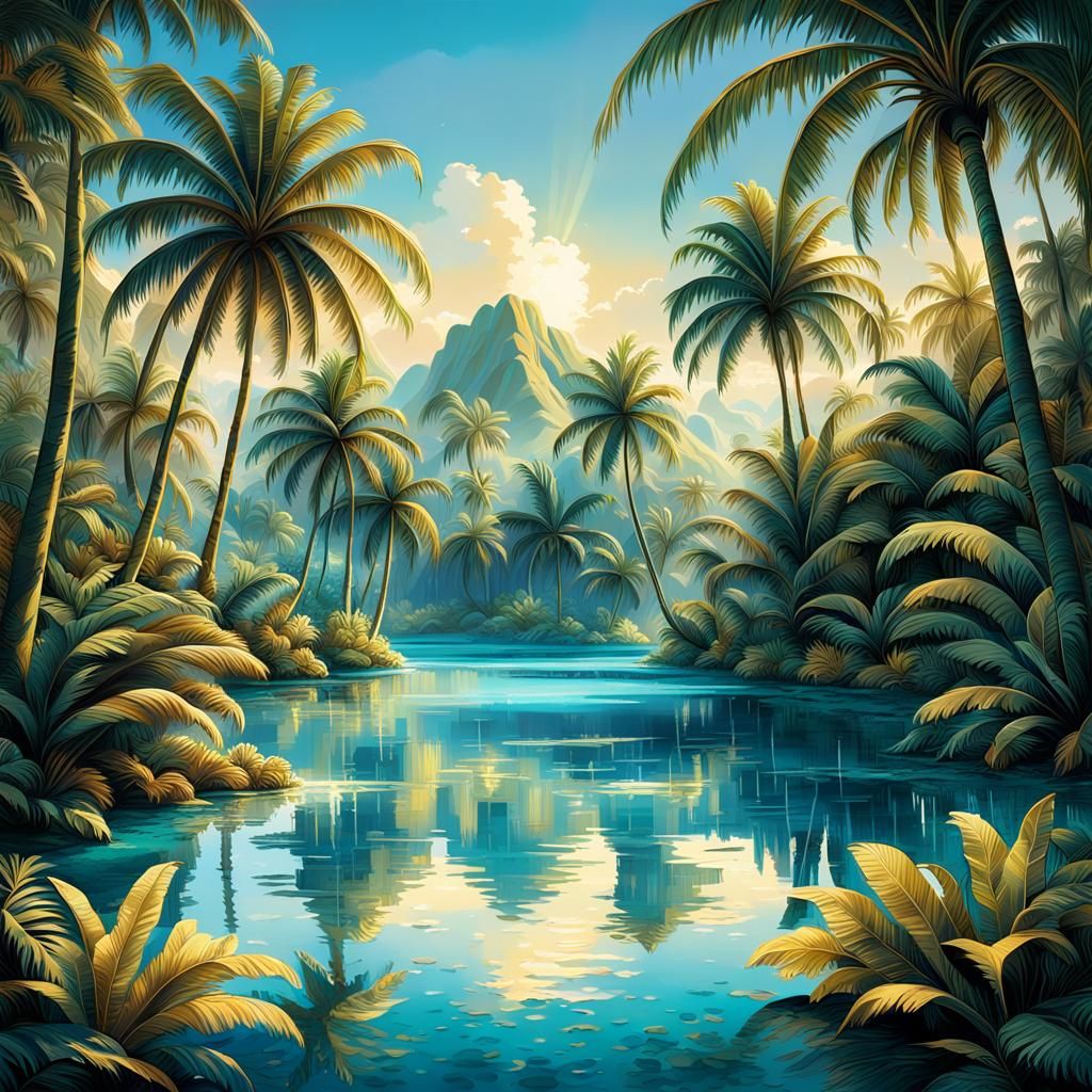 art deco-inspired scene captures the ethereal beauty of a tr...