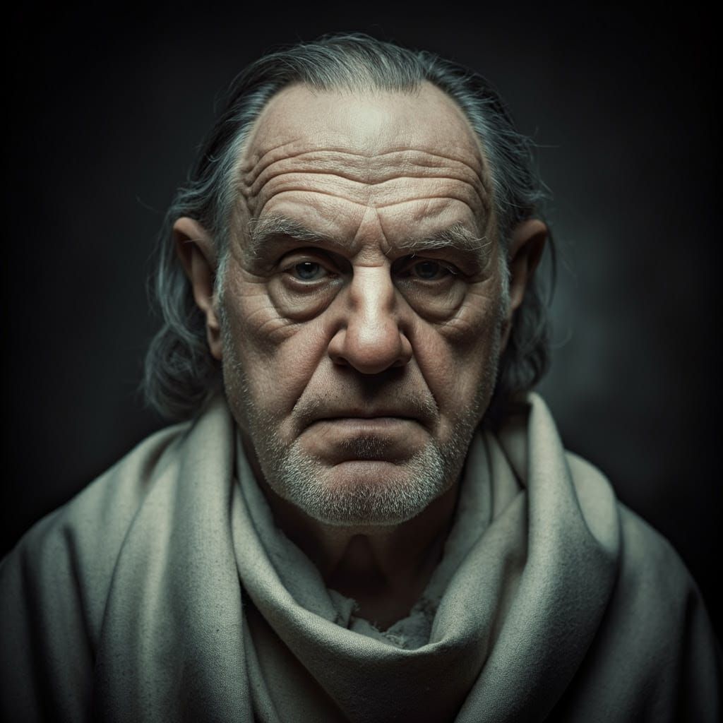 Medieval Man in White Robe: A Cinematic Portrait