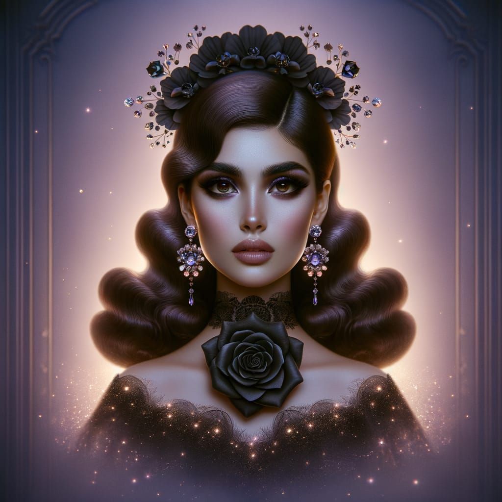 Enchanting Fantasy Portrait of a Hispanic Woman in Velvet Tw...