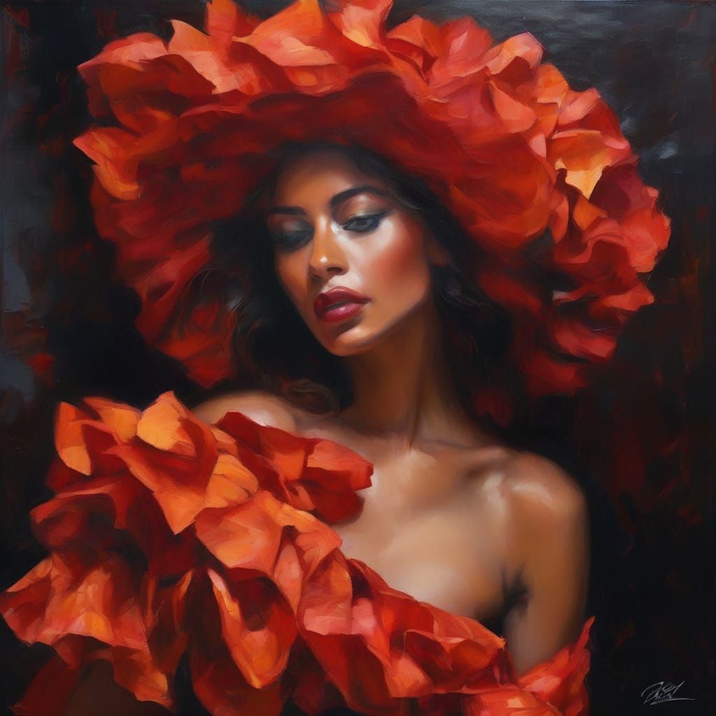 Expressive Flamenco Dancer in Vibrant Spanish Attire