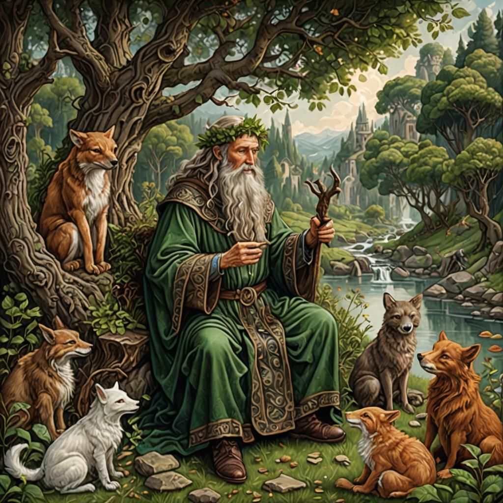 Renaissance Druid Storybook Illustration
