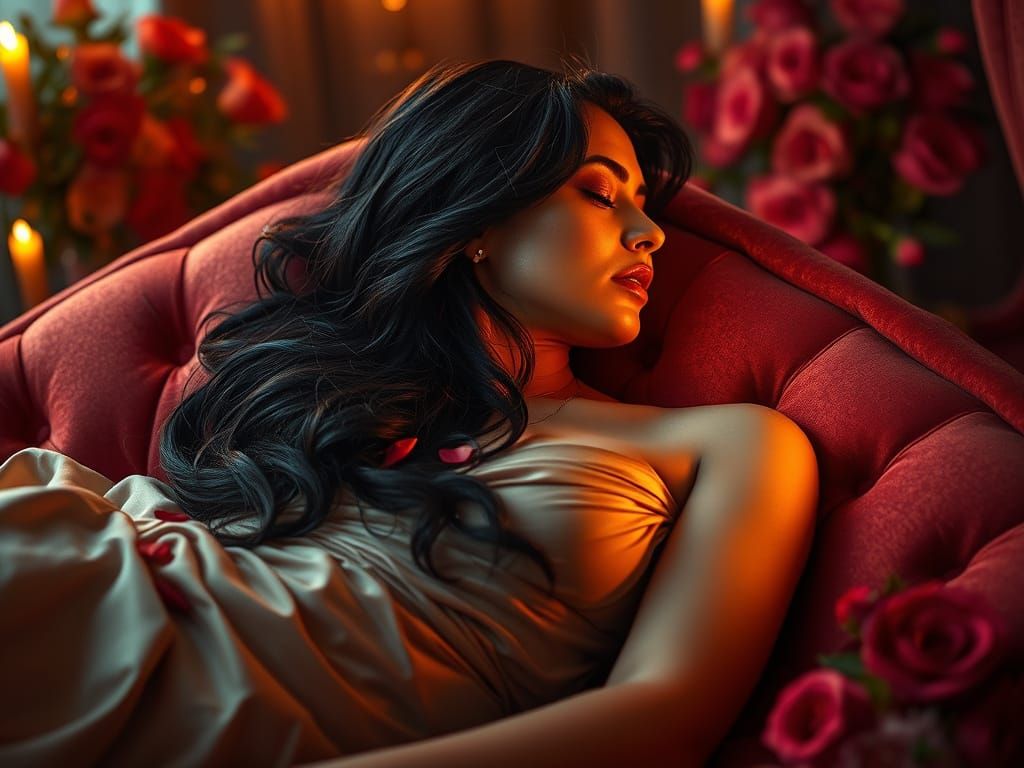 Elegant Woman Longs for Love on Valentine's Day