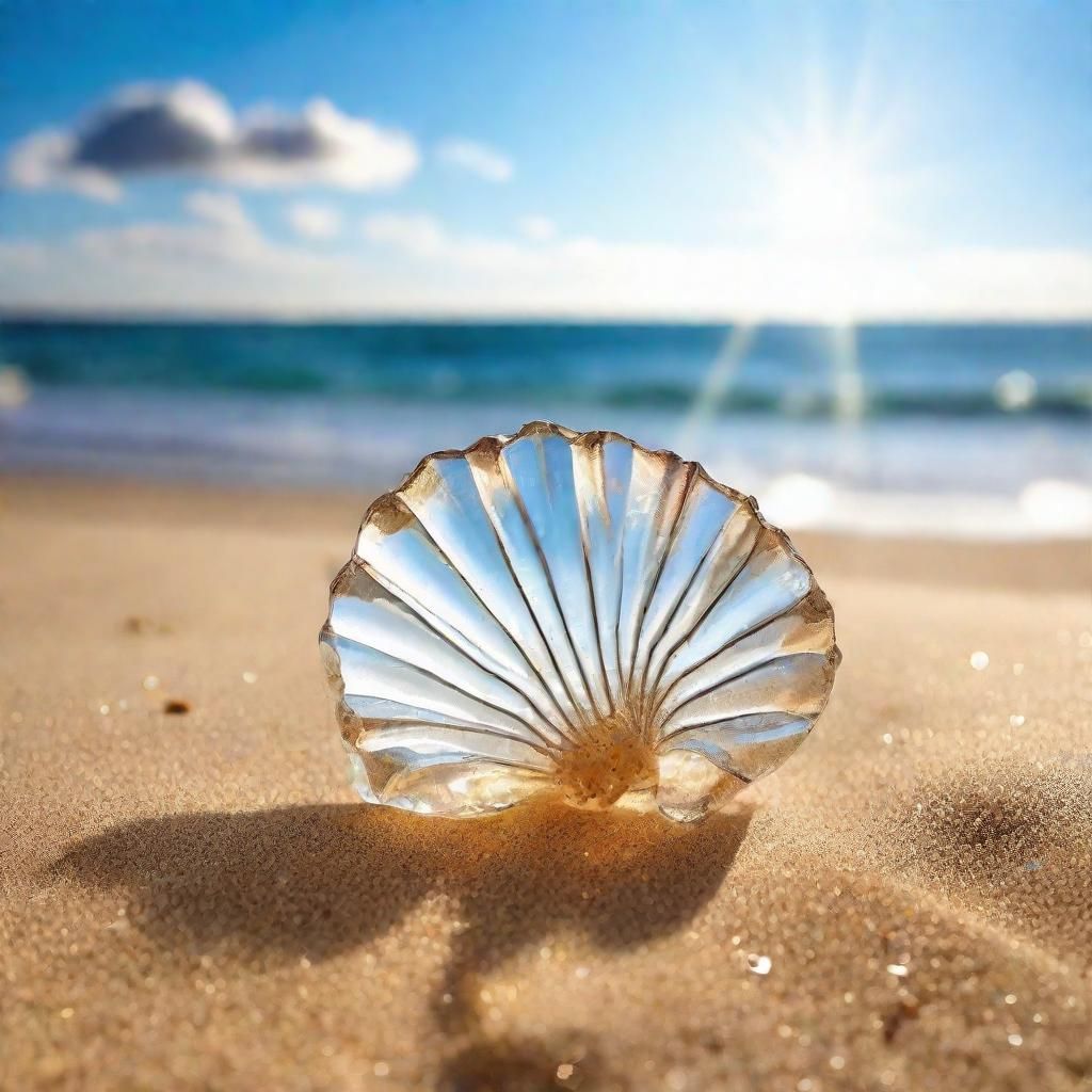 Crystal Shell on Mediterranean Beach in Morning Light