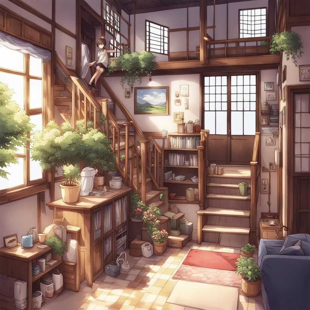 Anime House in Japanese Manga Style