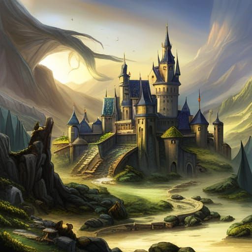Detailed Fantasy Landscape with Castles