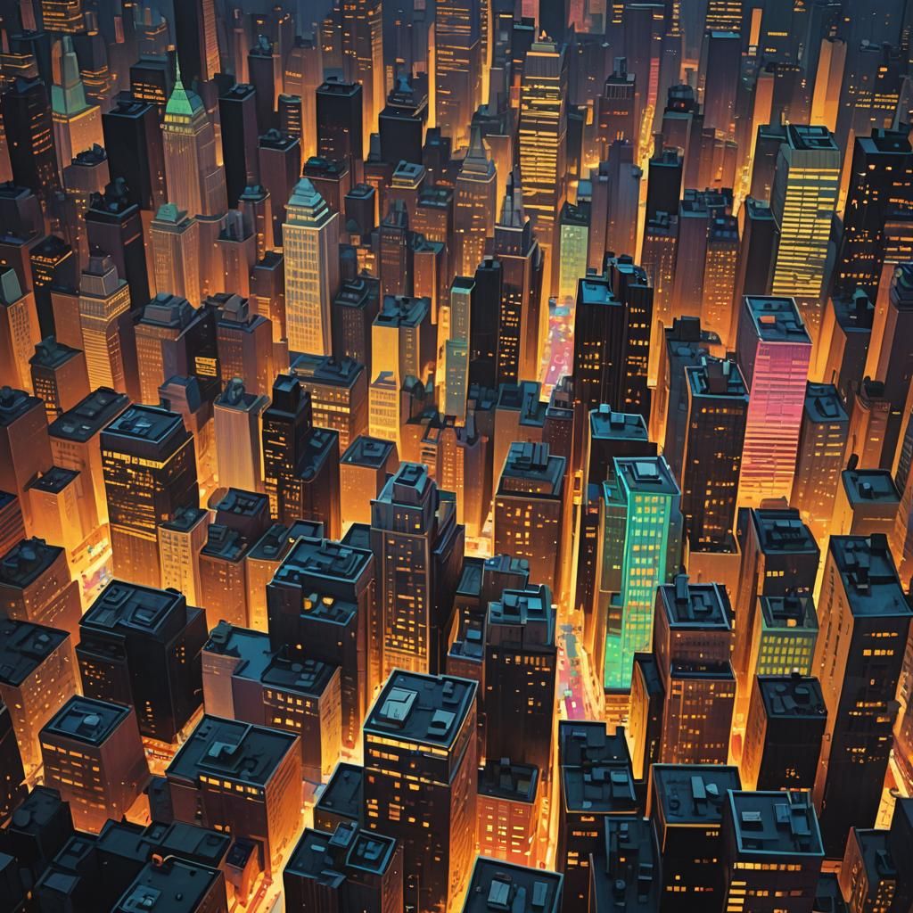 Geometric New York Cityscape in Pop Art Style