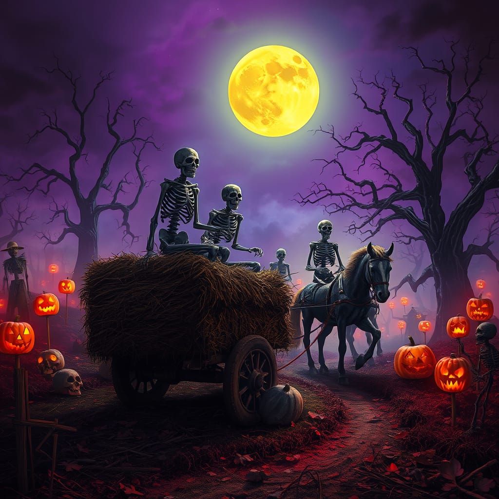 Skeleton Hay Ride at Grim Harvest Festival in Gothic Art Sty...