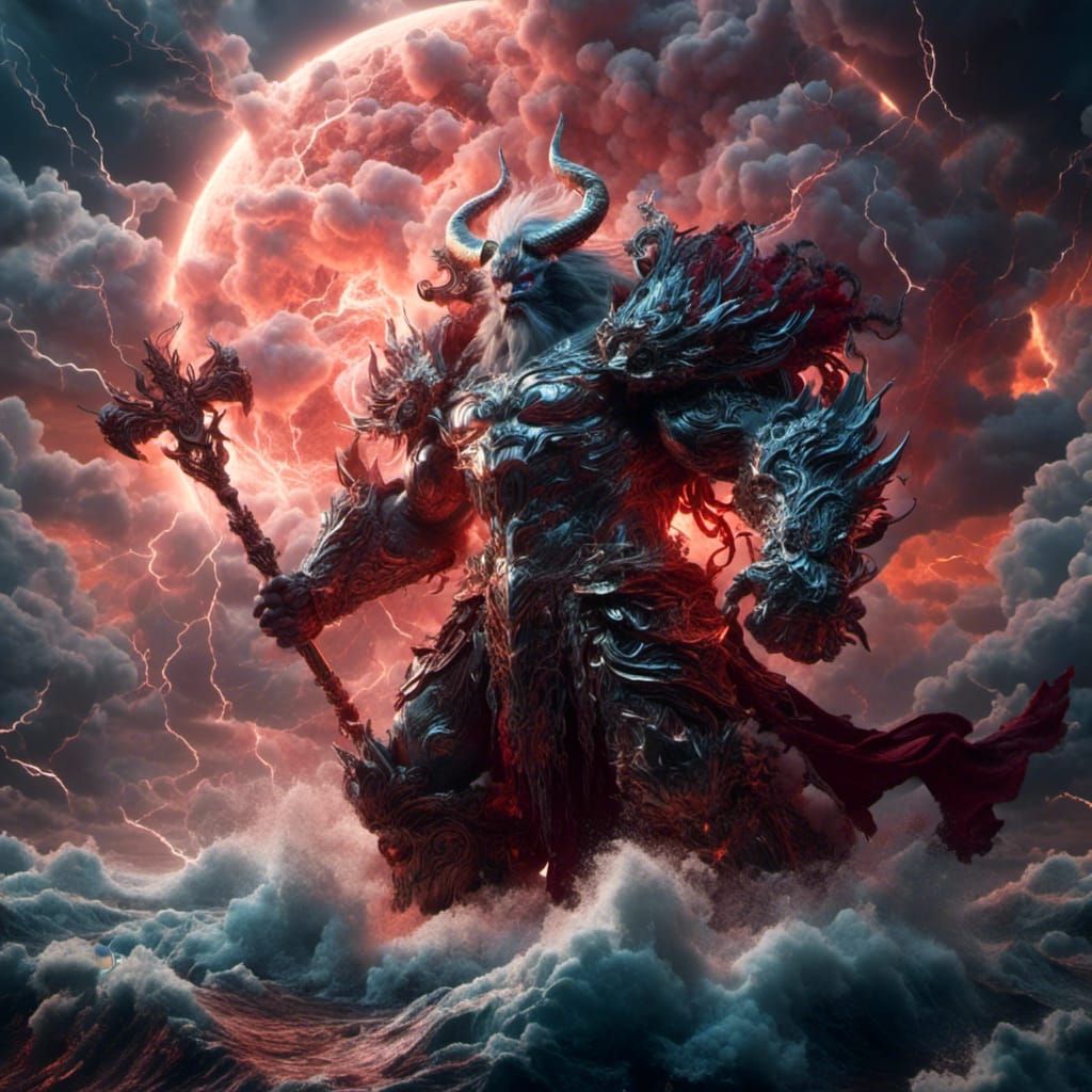Mythical God of Storms in Digital Art