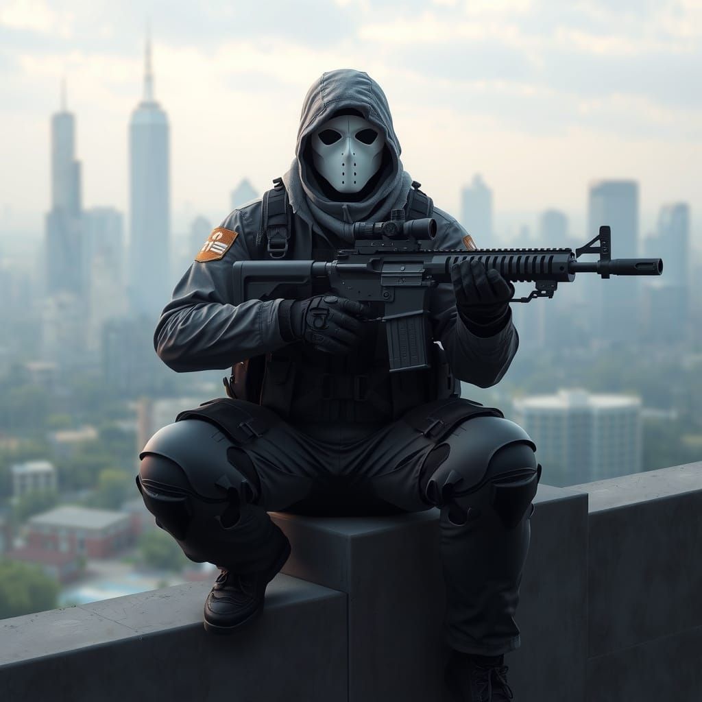 Futuristic Soldier Concept Art with Sniper Rifle