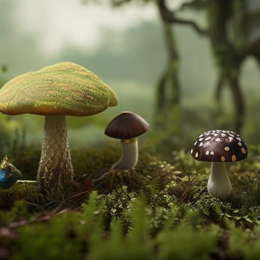 Vines vs Mushrooms: A Hyperrealistic Digital Battle