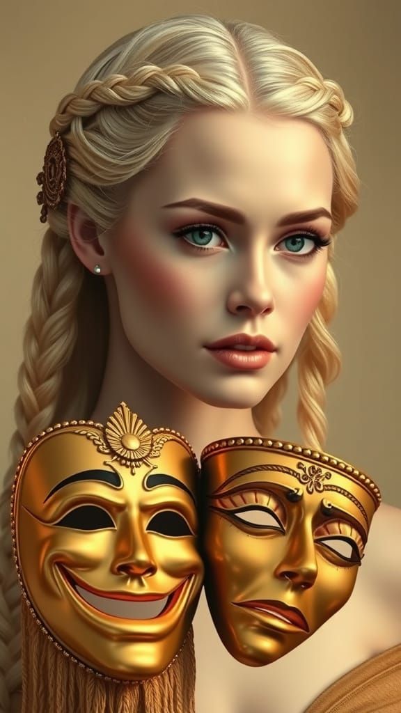 Golden Mask Study in the Style of Art Nouveau