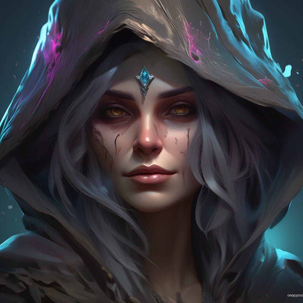 Striking Portrait of a Female Necromancer