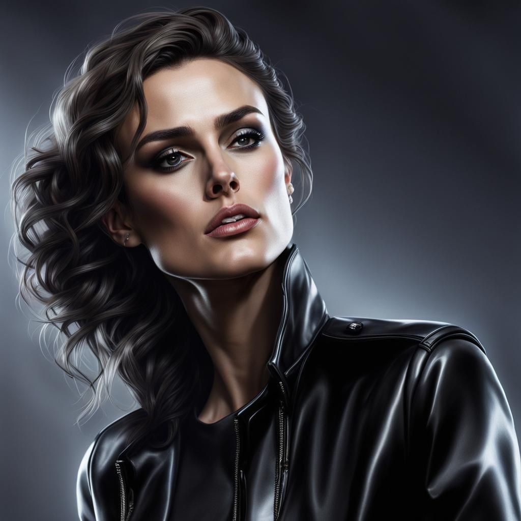 Hyperrealistic Portrait of a Rockstar Model in Leather
