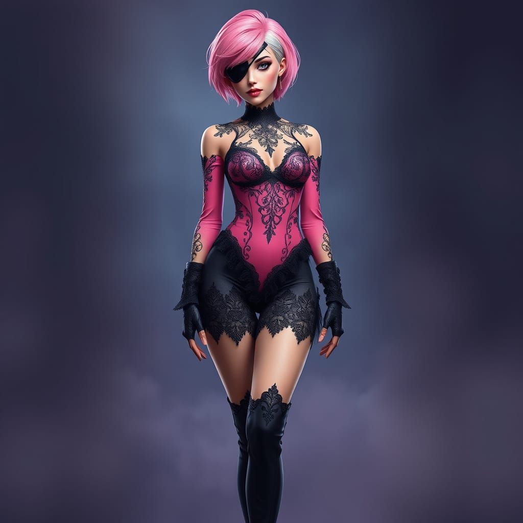 Enchanting Female Figure in Vibrant Leotard and Boots